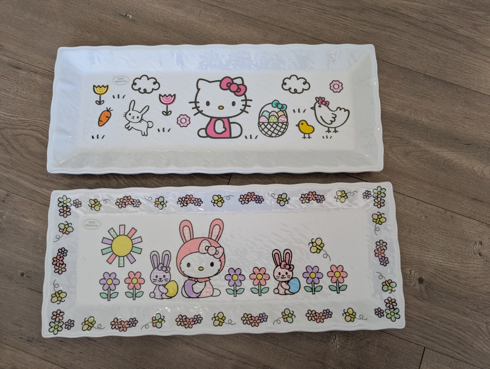 Sanrio HELLO KITTY Melamine Serving Trays Platter NEW Large 18" (Set Of 2)