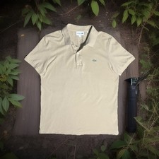Lacoste Men's Slim Fit Med. Beige Polo Shirt 100 Cotton Logo Casual Golf Tennis