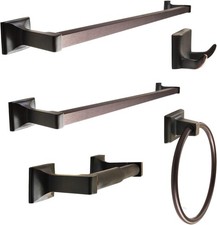 Heavy Duty Metal Bath Towel Ring,18   24  Towel Bar 5-Piece, Oil-Rubbed Bronze