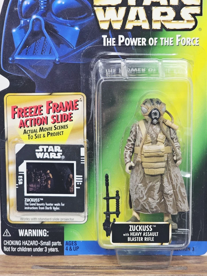 Star Wars Zuckuss Bounty Hunter con marco congelado POTF 1997 tarjeta verde sellada Foto 2 de 4