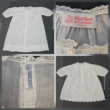 2 Antique R.K.  Co. Edwardian Infant Day Gown Pintucked Cotton Batiste 6-12Mos