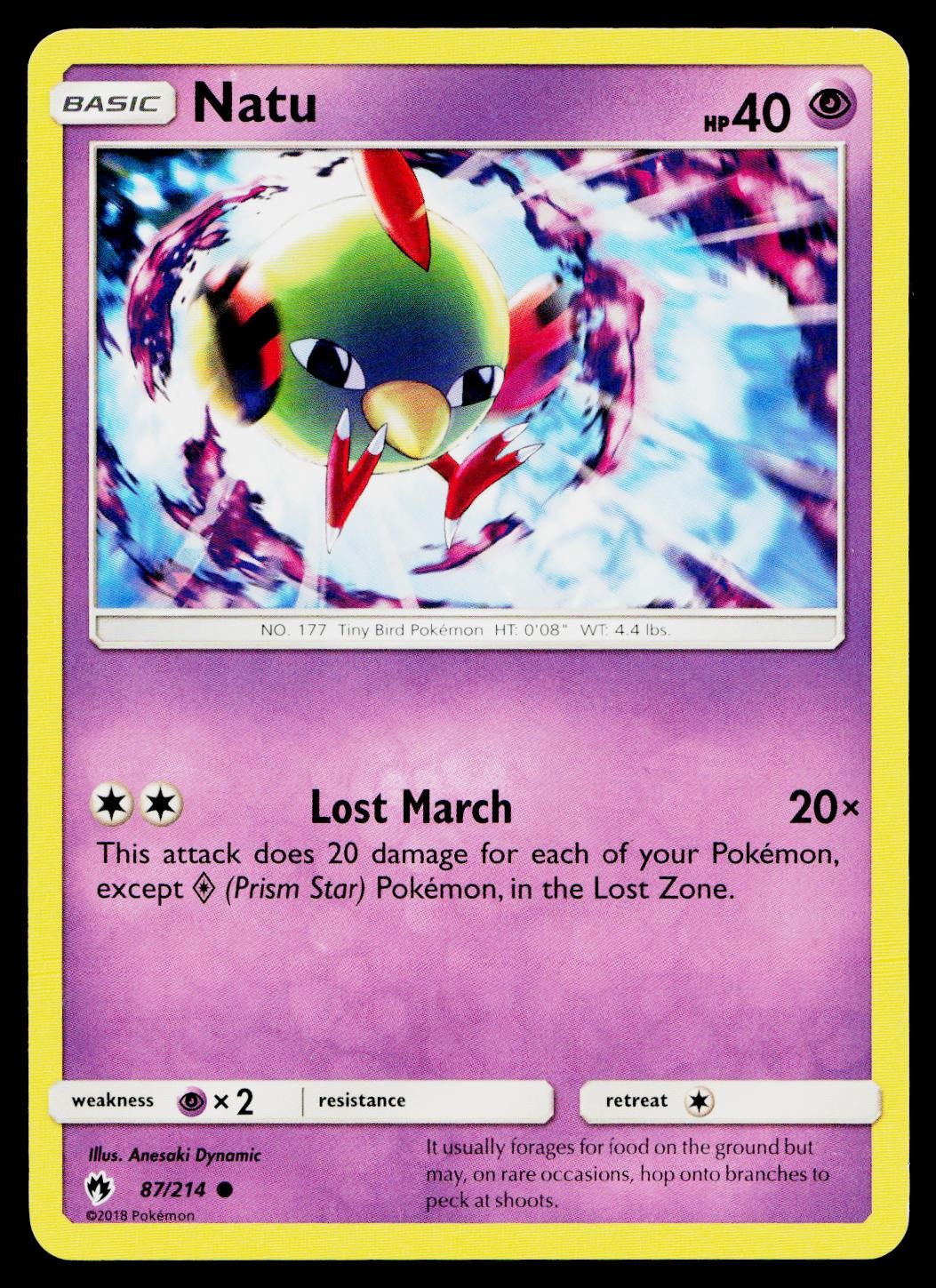 Natu 87/214 Common Lost Thunder Pokemon Lightly Played