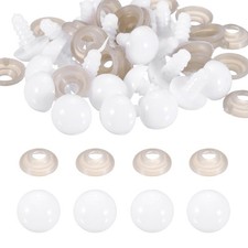 20 Packs 10mm/0.4in White Plastic Safety Eyes Bulk with Washers