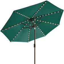 USA 10-Year-Non-Fading Solar 9ft Market Umbrella with 80 LED Lights Patio Umb...