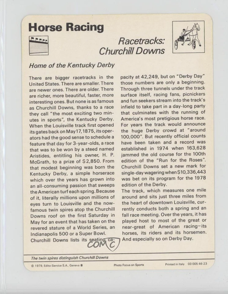 Sportscasters Series 46 Geneva B 1977 carreras de caballos (pistas de carreras: Churchill Downs) Foto 2 de 2