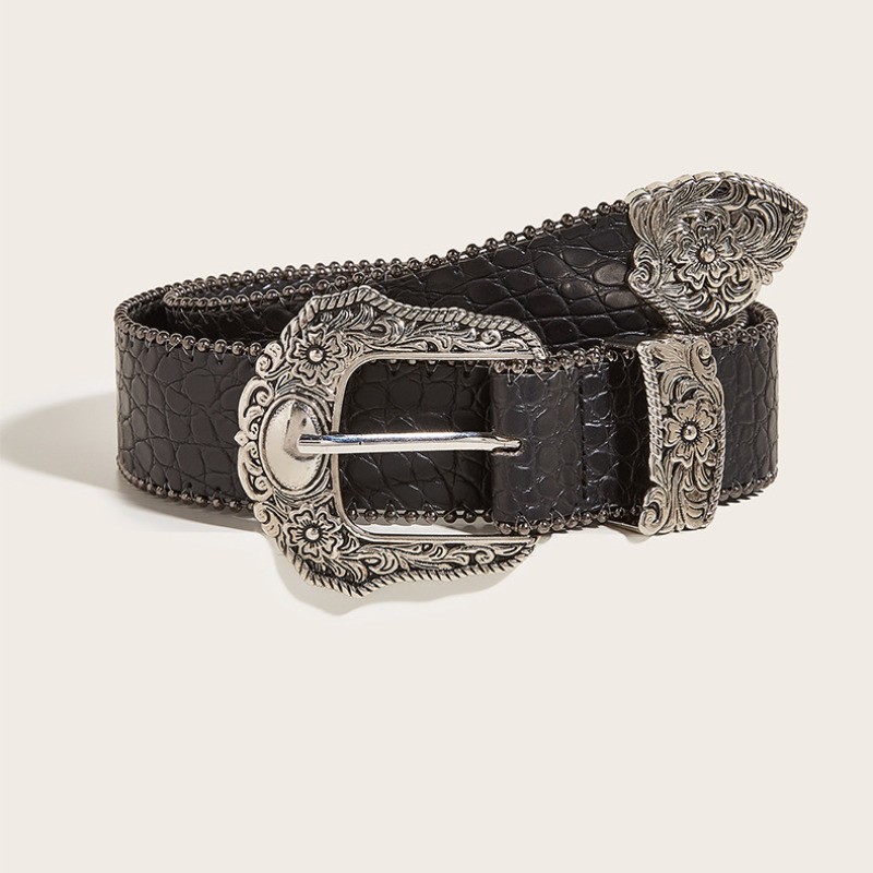 1363 Women\'s Vintage Cowgirl Belts Western Faxu Leather Buckle Cowboy SUOSDEY Women Country Western Belt Cowgirl Cowboy Vintage  main image 4