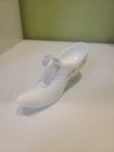 Fenton White Cat & Flowers Glass Slipper
