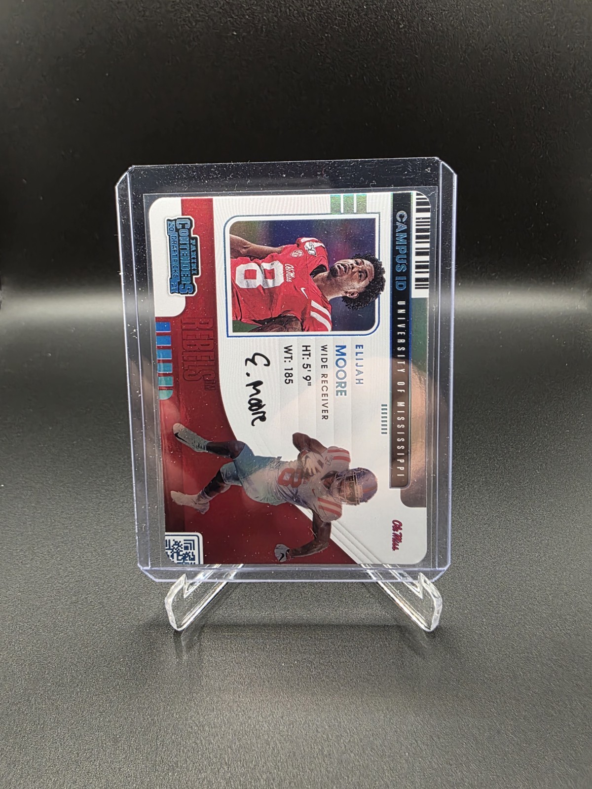 2021 Panini Contenders Draft Picks #9 Elijah Moore Campus ID SSP Case Hit