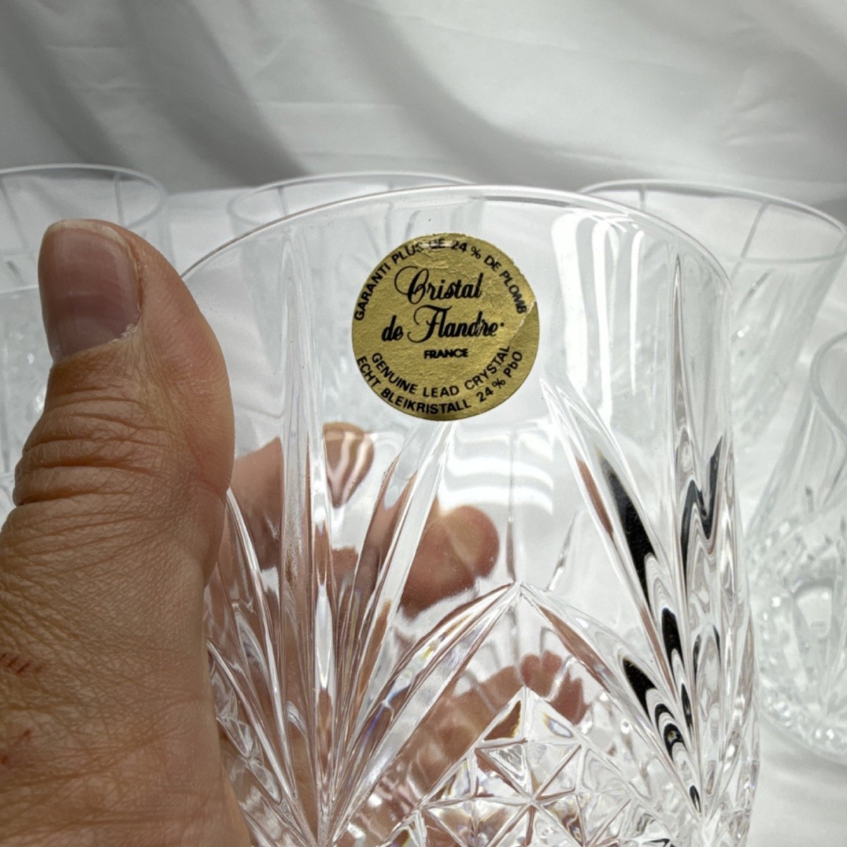 Cristal de Flandre フランス アンティーク Cristal de Flandre France Cut Crystal Glasses set of 7 - Clear