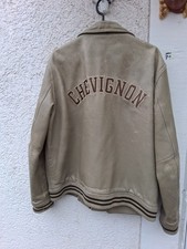 Chevignon Lederjacke Teddy 90 beige-grau Gr. XXL (XL) großes Rückenlogo 
