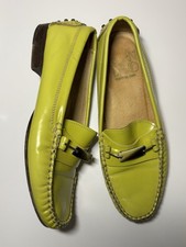Vintage Lime Green Sap Yellow/ Neon Lime Patent Leather Loafers Joan & David