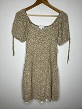 Gilli Dress Light Brown Beige Ditsy Floral Women's Medium