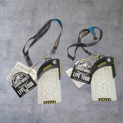 Set of 2 Jurassic World Live Tour Lanyard Badge Grey New Light Up Interactive