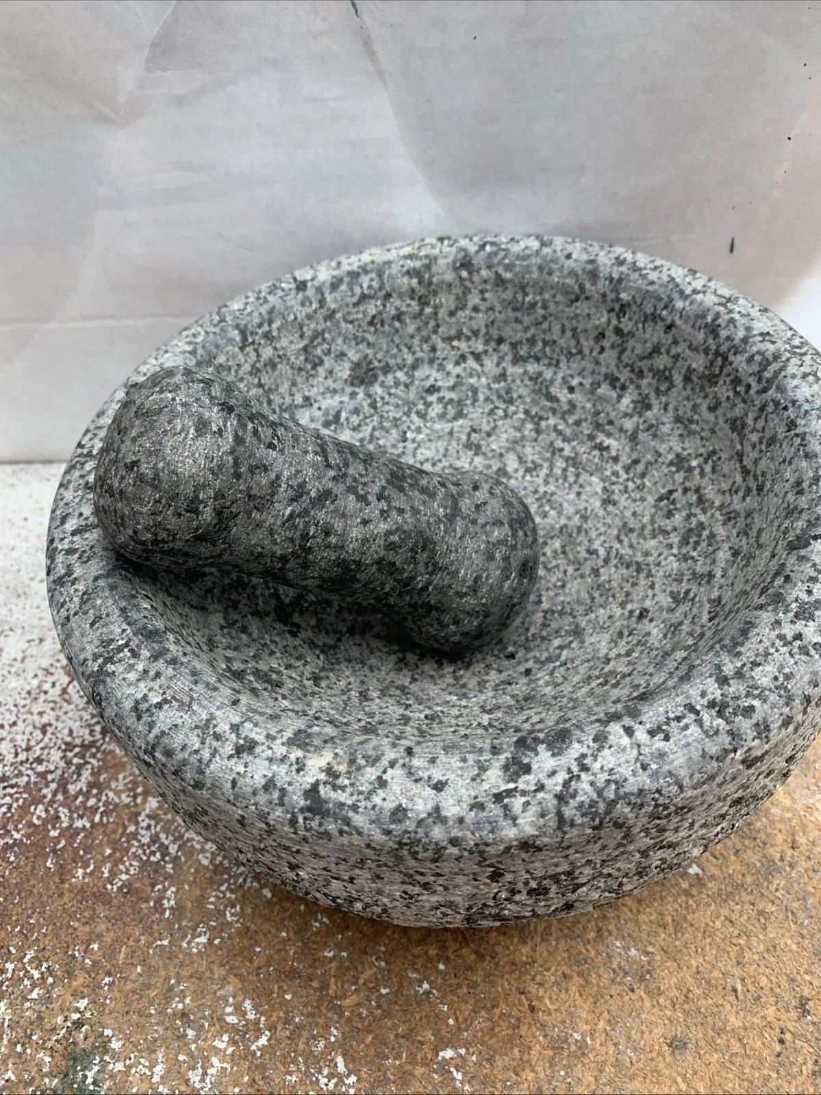 Vintage Granite Pestle From Indonesia Including Handle For Grinding Species.