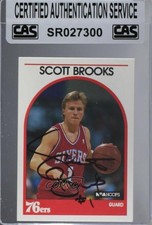 CAS Certified 1989-90 NBA Hoops Scott Brooks #34 Sealed Auto 3c7