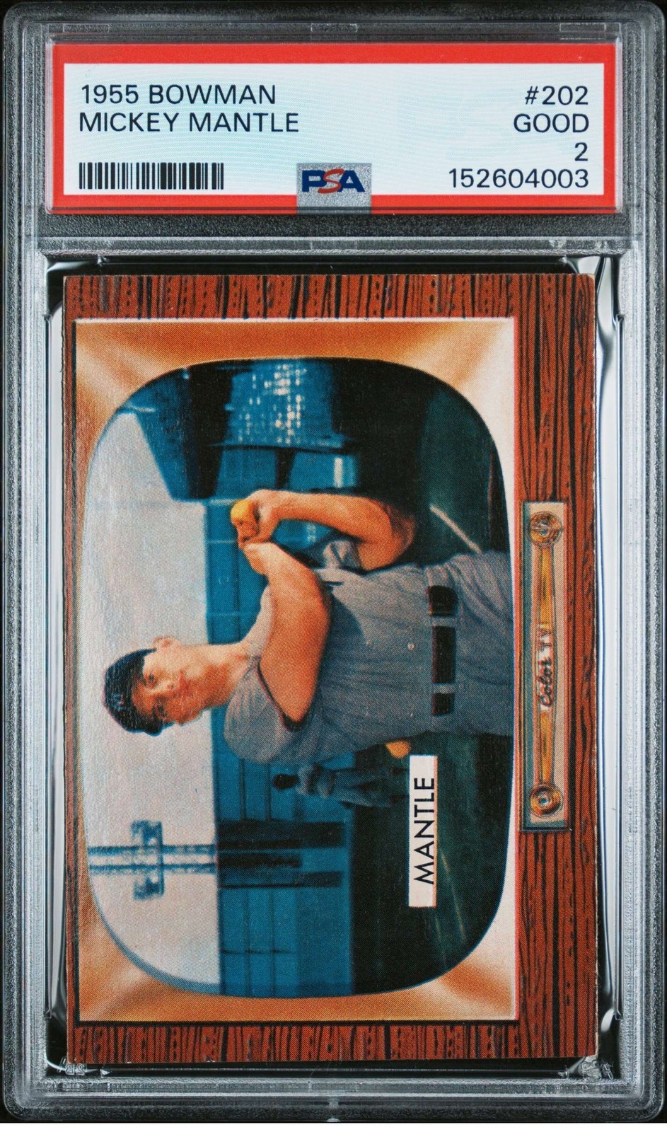 1955 BOWMAN #202 MICKEY MANTLE YANKEES HOF PSA 2