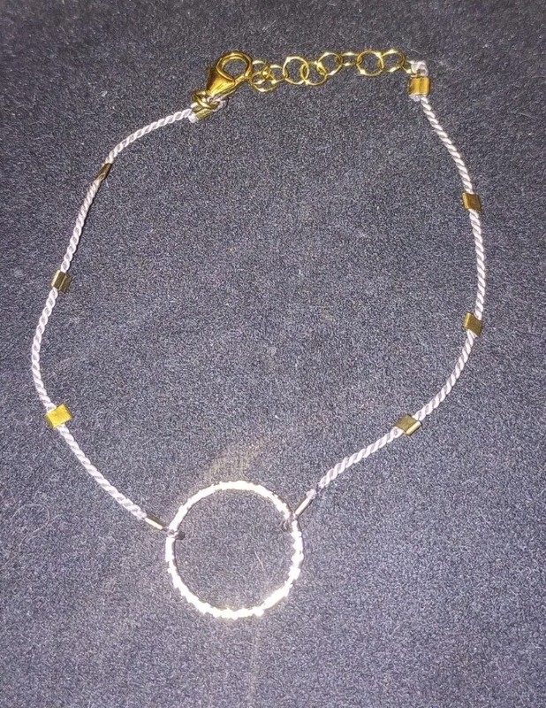 Delicate 14K Gold Filled 925 Silver Circle Of Life Delicate Chain Bracelet 1.2g 