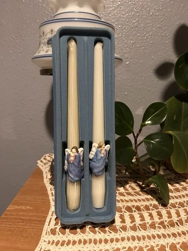 Vintage 1983 Avon Candle Huggers Ceramic Angel Hugger New In Box Taper Candles