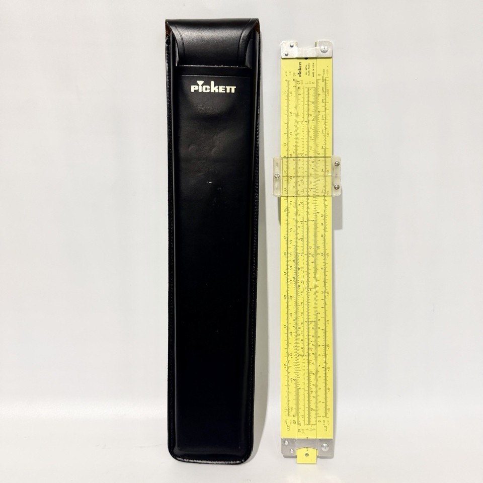 Vintage Pickett N800-ES Log Log Speed Slide Rule 10” w/ Original Case USA 1959