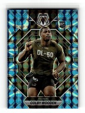 Colby Wooden 2023 Panini Mosaic #303 Rookie Packers Reactive Blue Mosaic RC
