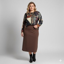 Sag Harbor Womens Midi Skirt Minimalist Quiet Luxury Earth Tone Sz 16 Warm Brown