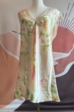 Vtg Oscar De La Renta Pink Label Size L Floral Satin Slip Dress Nightgown