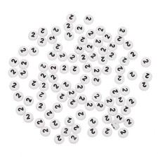100 Pcs 4x7mm Round White Acrylic Number 2 Beads Number Spacer Beads