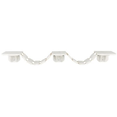 Multi-Level Wall Mounted Cat Perch with Bridge, White