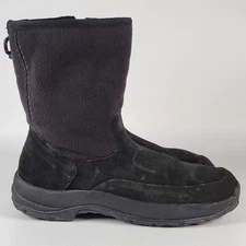 LL Bean Boots Womens 9M Black Leather / Suede Insulated Mid Calf Zip Waterproof