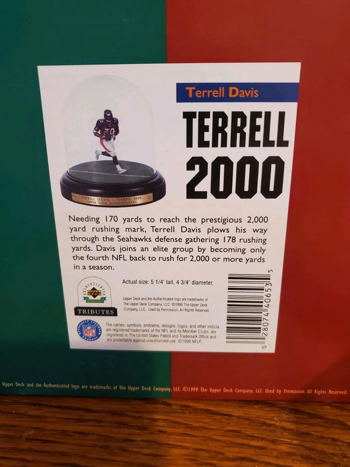 Tributos de cubierta superior coleccionables con el miembro del Salón de la Fama de la NFL Terrell Davis Foto 3 de 4