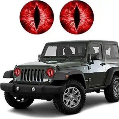 2PCS Beast Eyes Headlight Decals, 3D Stereo Eyes Headlight Decal St Color: Red