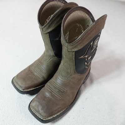 Ariat Boots Youth Size 2.5 Brown Workhog Western Cowboy Skull Logo Leather EU 33