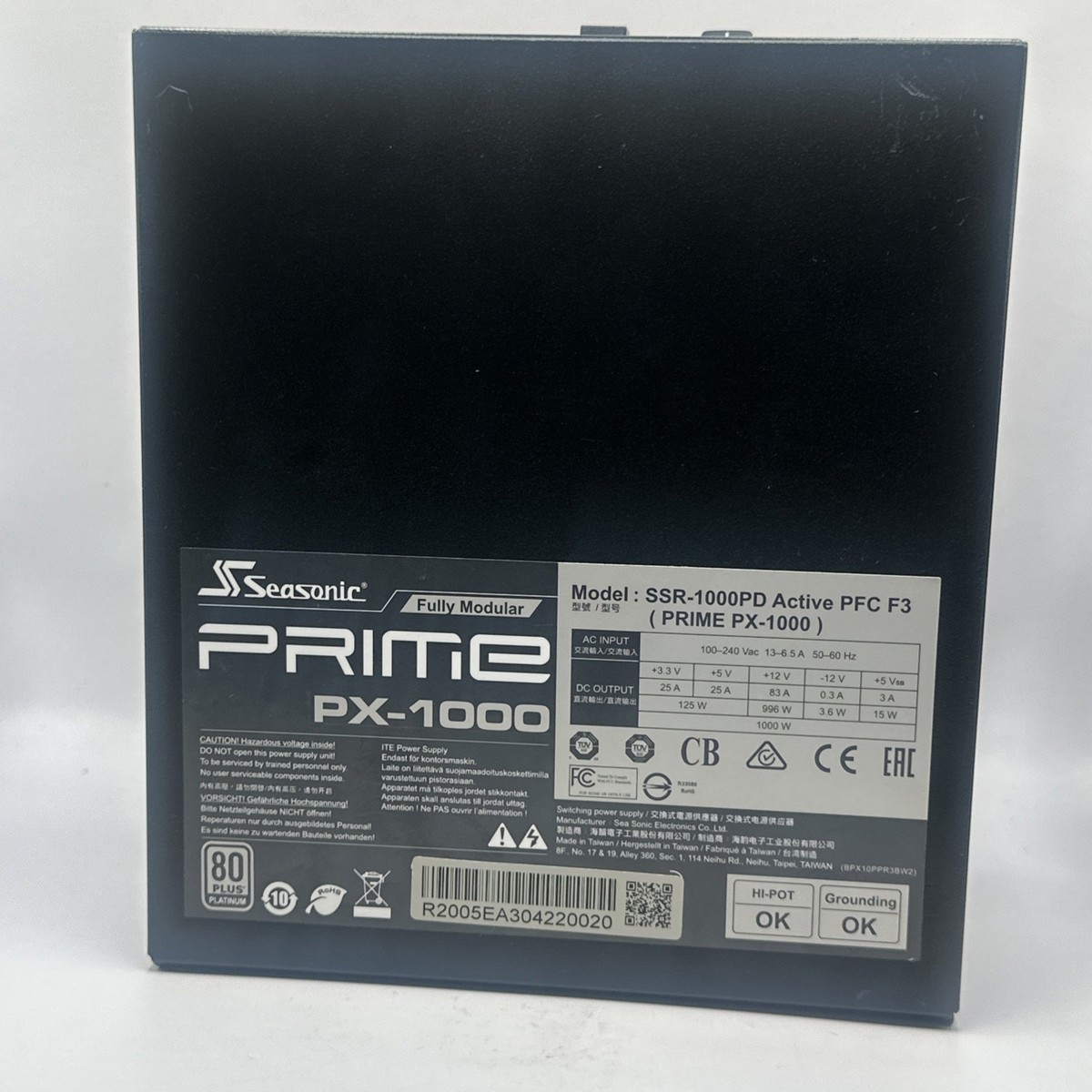 Seasonic PRIME PX-1000 Platinum Power Supply SSR-1000PD Active PPC