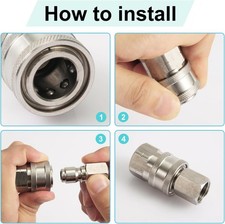 3/8 Inch Quick Connect Fittings Pressure Washer Stainless Steel Adapter 4 PCS