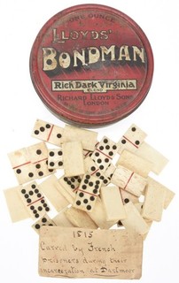 Vintage Hand Made Miniature Cow Bone Dominos Set of 35