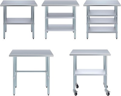 Stainless Steel Table Add Casters Choose from 43 Sizes NSF Metal Work Table