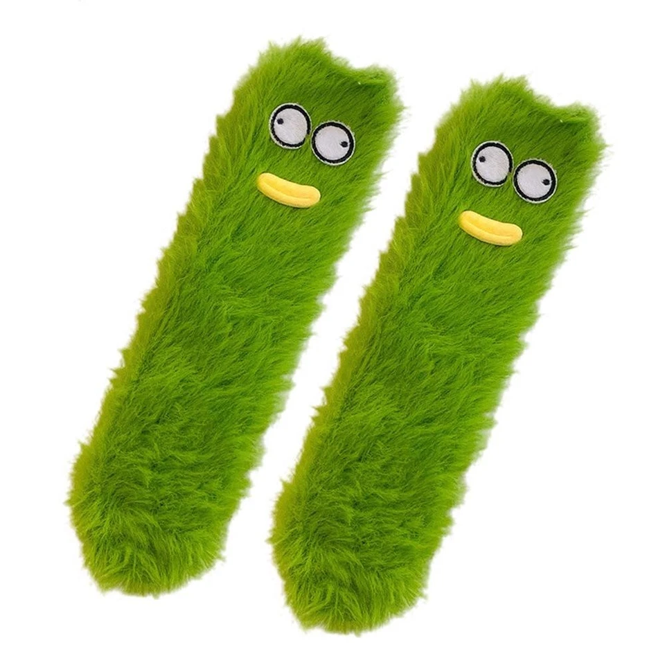 Divertidos Calcetines de Invierno Broma Difusa Ojos Grandes Invierno Coral Vellón Mantener Calcetines Calientes, M8U2 Foto 4 de 4