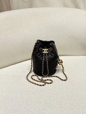 Chanel 22S Drawstring Bucket Bag Adjuster Ball Chain Lambskin Balck[Duties Paid]