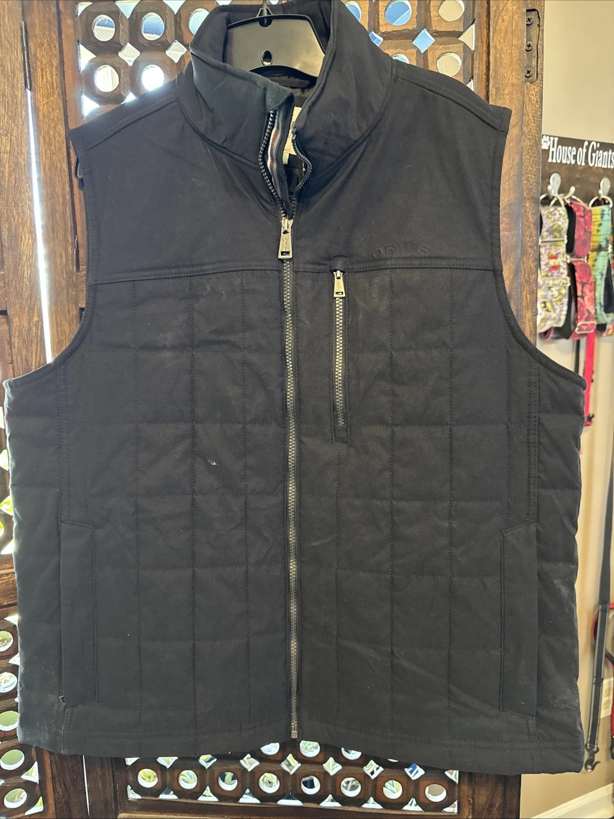 Orvis Ripstop Vest Puffer Men's Size L Outdoors Full Zip Insulated Black
