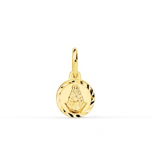 Colgante Oro 18k 750 mls. Medalla Virgen Del Rocío Mini 8 MM. 0,40 Gramos