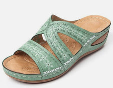 Womens Summer Wedge Heel Sandals Casual Slippers Ladies Slip On Shoes Mules Size