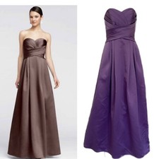 DAVID S BRIDAL Strapless Satin Sweetheart Lavender Bridesmaids Prom Dress Size 2