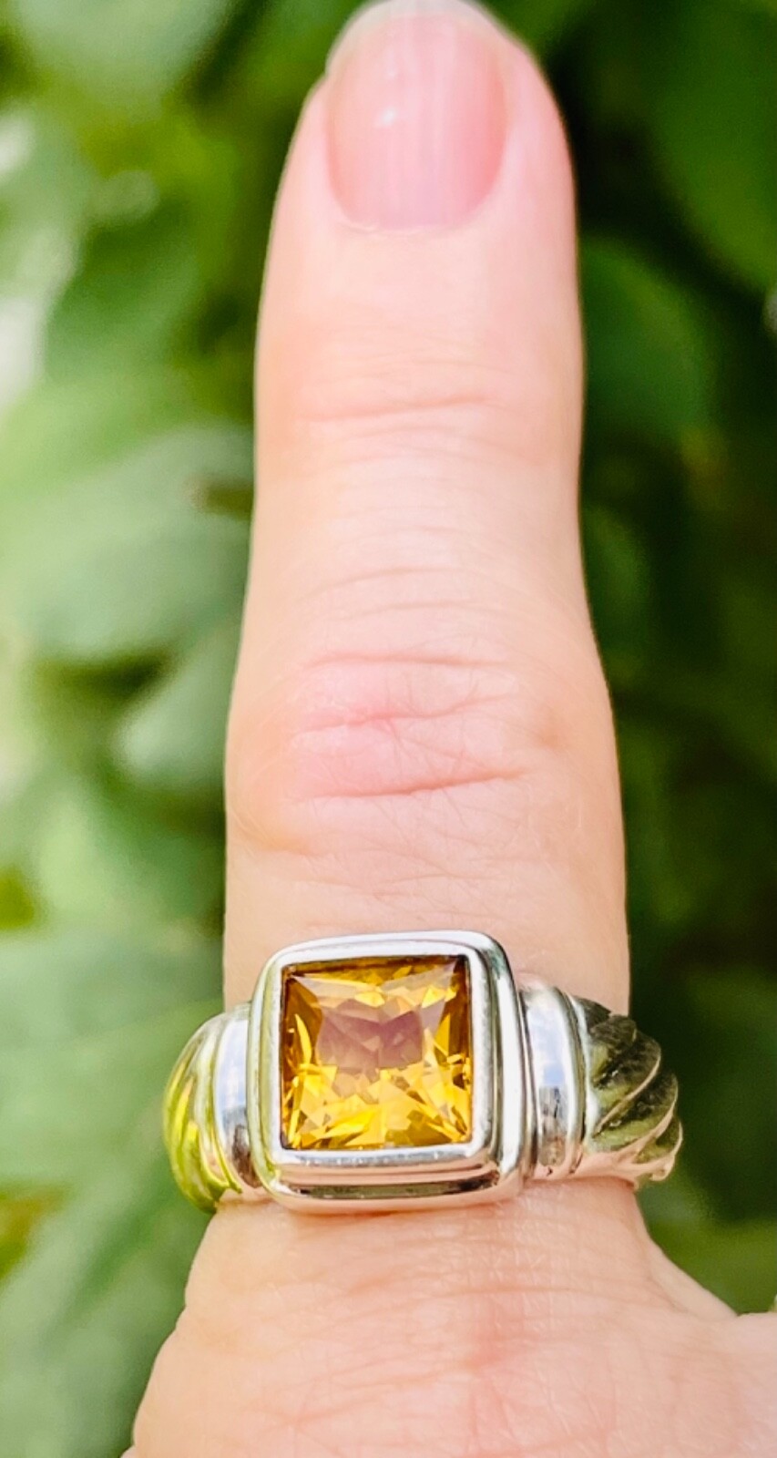 Heavy Solid Silver LARGE Citrine Hand Formed “Let… - image 3