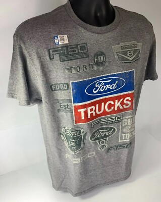 Ford Trucks Logo T-Shirt - Gray, Features F-100, F-150, F-250 V8 Emblems (Sizes M-3XL) 3 thumbnail image