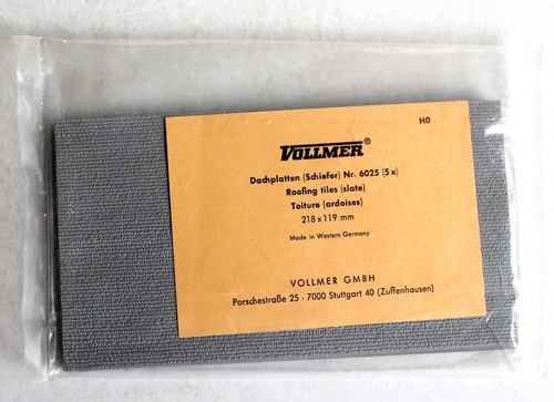 VOLLMER HO N°6025 5 PLAQUE DE TOITURE ARDOISE 218x119mm DECOR TOIT MAISON TRAIN | Zustand: Neuf