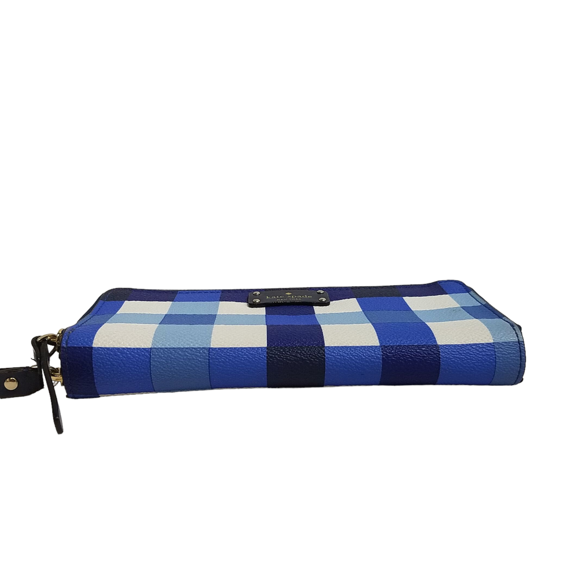 KATE SPADE Blue Plaid Check Gingham Continental Wallet Wristlet