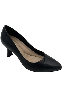 #ad Clarks Collection Leather Pump Kataleyna Rose Black Croc $34.99