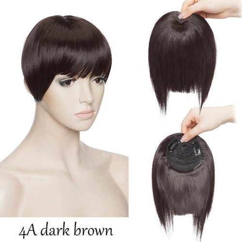 Clip naturale reale in pezzo topper naturale frangia capelli frange come estensioni umane - Foto 16 di 17