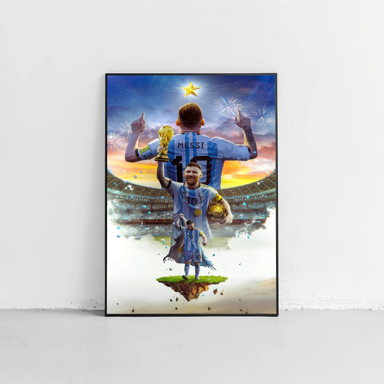 Lionel Messi World Cup Champion Poster - No Frame