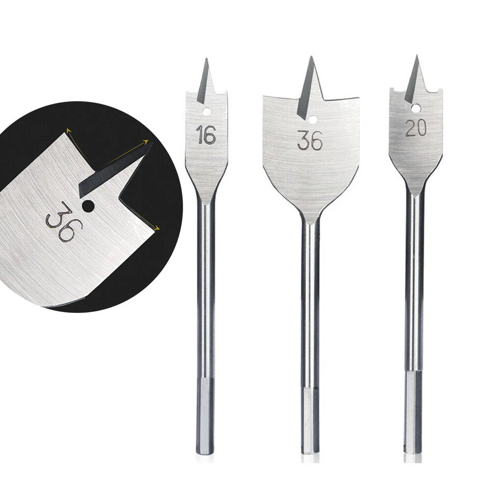 6 50mm HCS Flat Wood Drill Bits Set Hex Shank Spade For Soft Hard